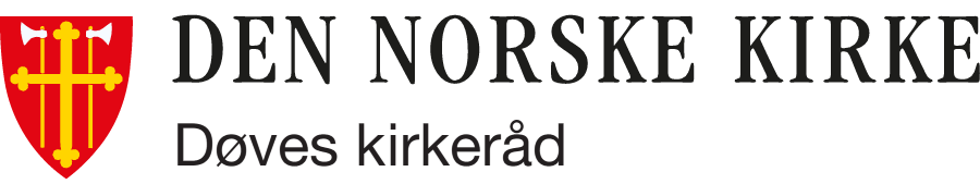 Den norske kirkes våpenskjold med teksten Døves kirkeråd